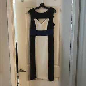 BCBGMaxAzria Black and White Sheath Dress Sweetheart Neckline